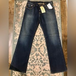 NWT Mens Lucky Brand Dungarees 32x32 Regular Slim Bootleg Dark wash Denim